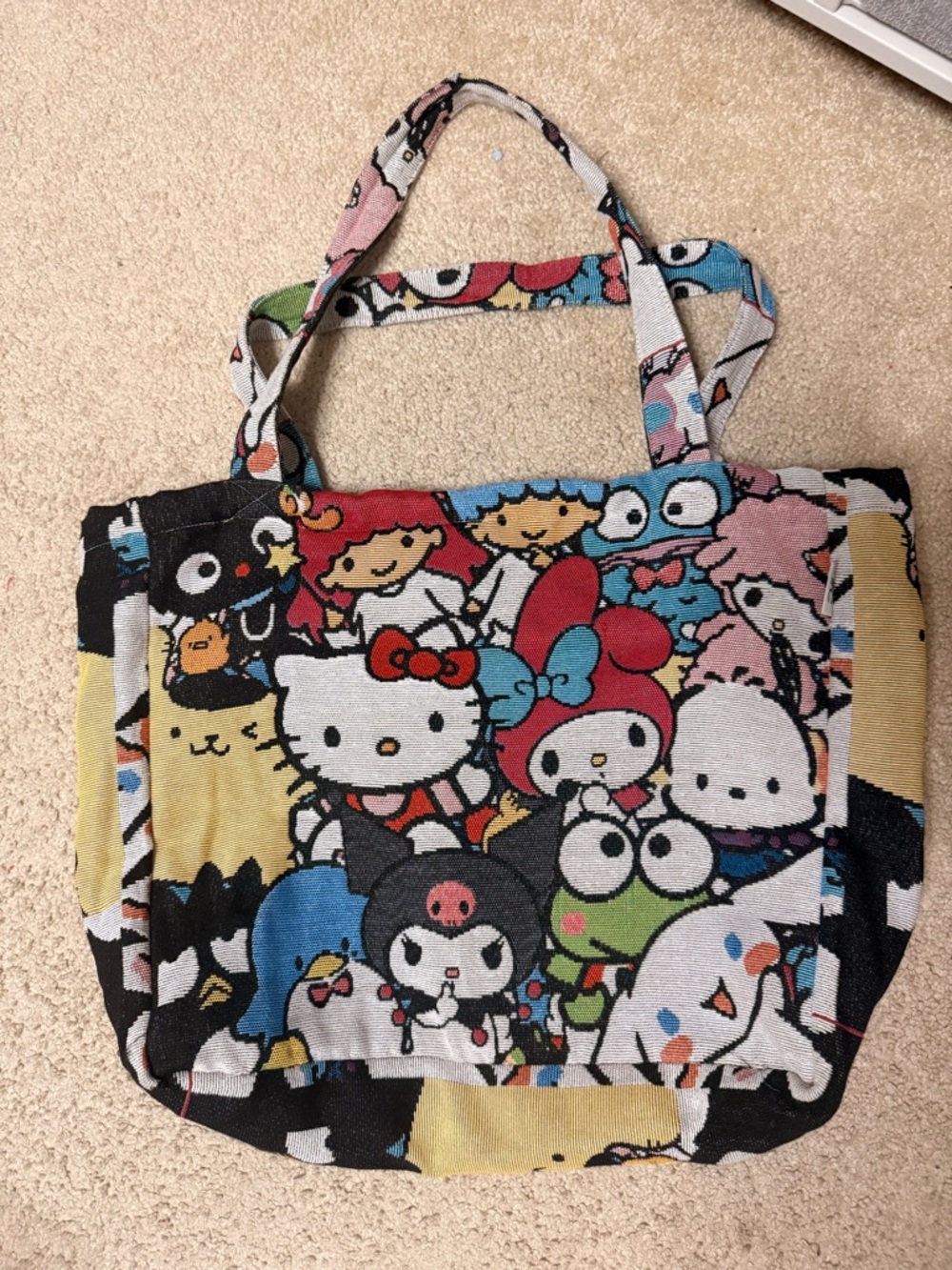 Sanrio Characters Tote Bag - White, Black, Red, Pink, Blue, Green, Yellow